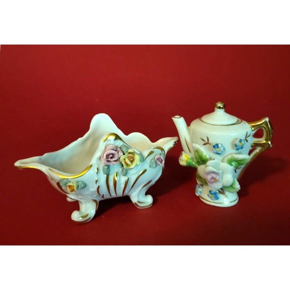 Small Decorative Trinket Box and Tea Pot Set - Picture 1 of 12